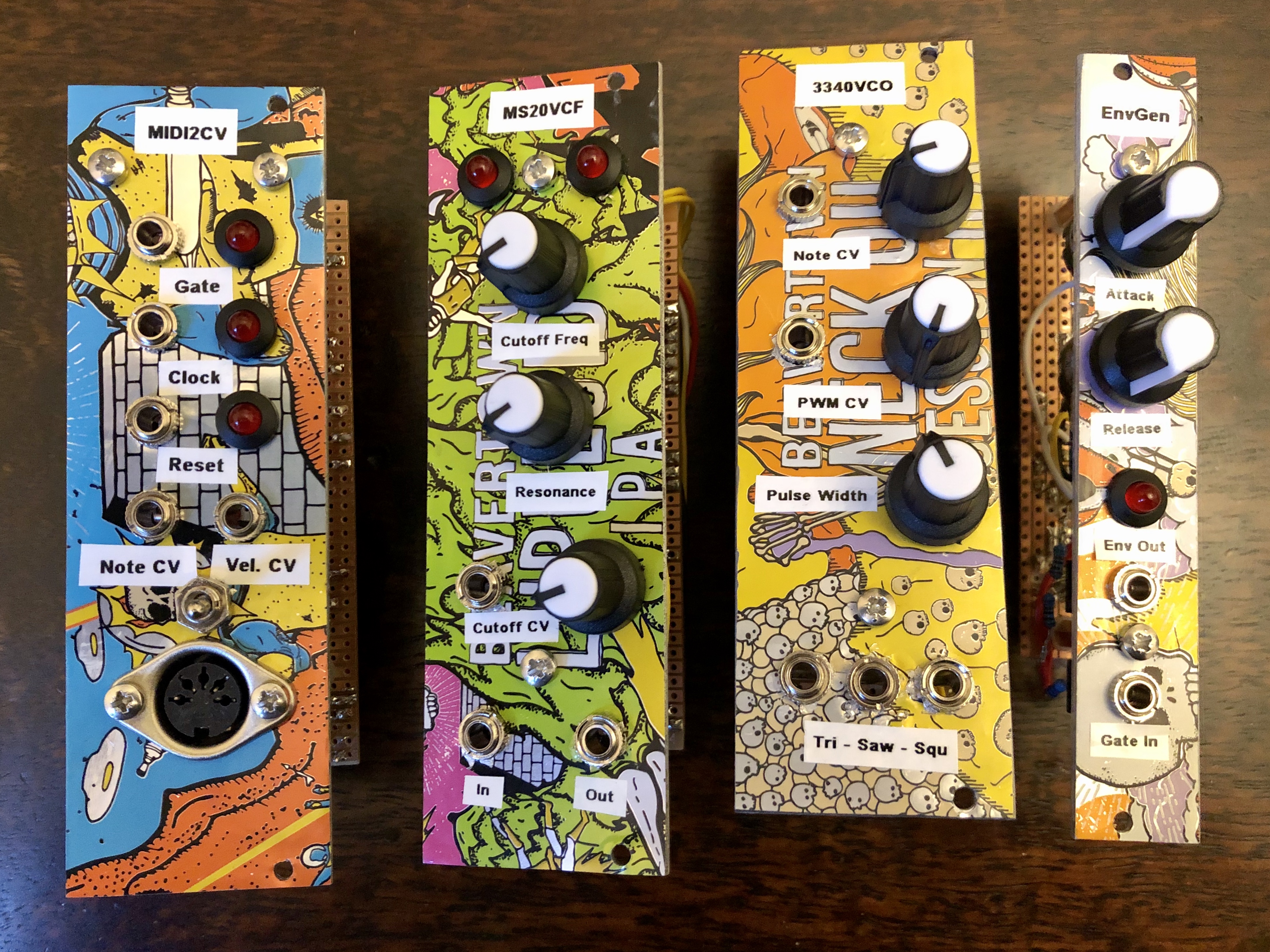 MIDI-2-CV, VCF, VCO and Envelope Generator